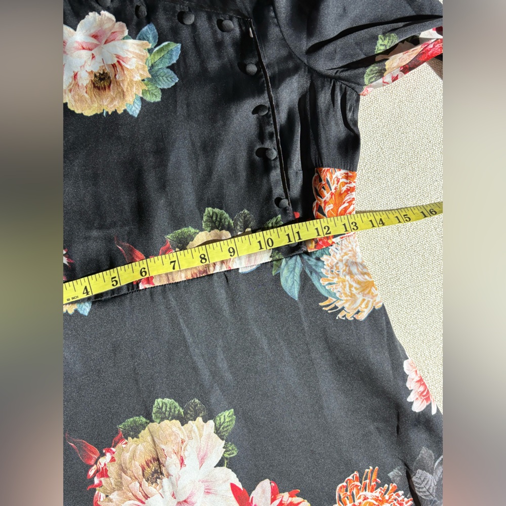 Zara Women AW17 Printed Floral Satin Midi  Dress With Mandarin Collar - Picture 6 of 9
